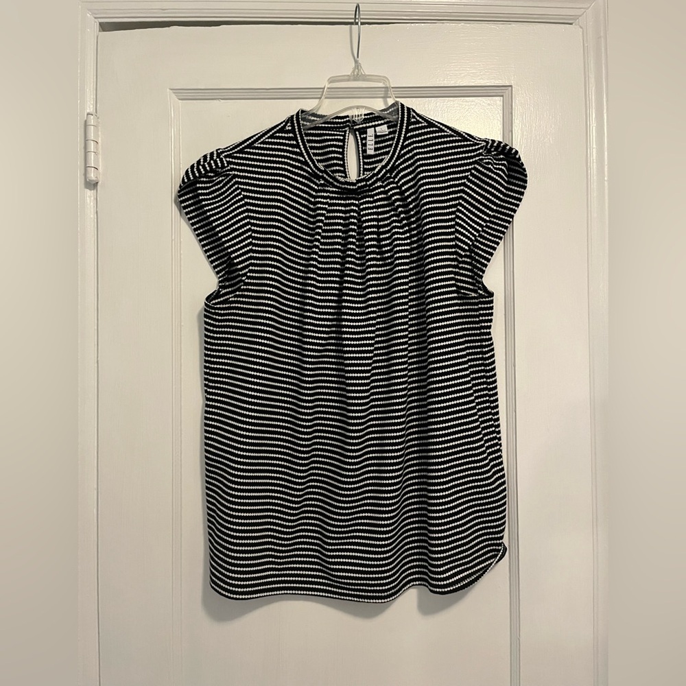 Black and White Striped Women's Top